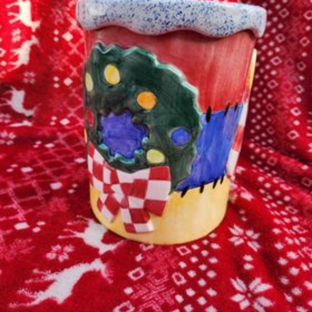 Vintage Lotus Christmas Cookie jar